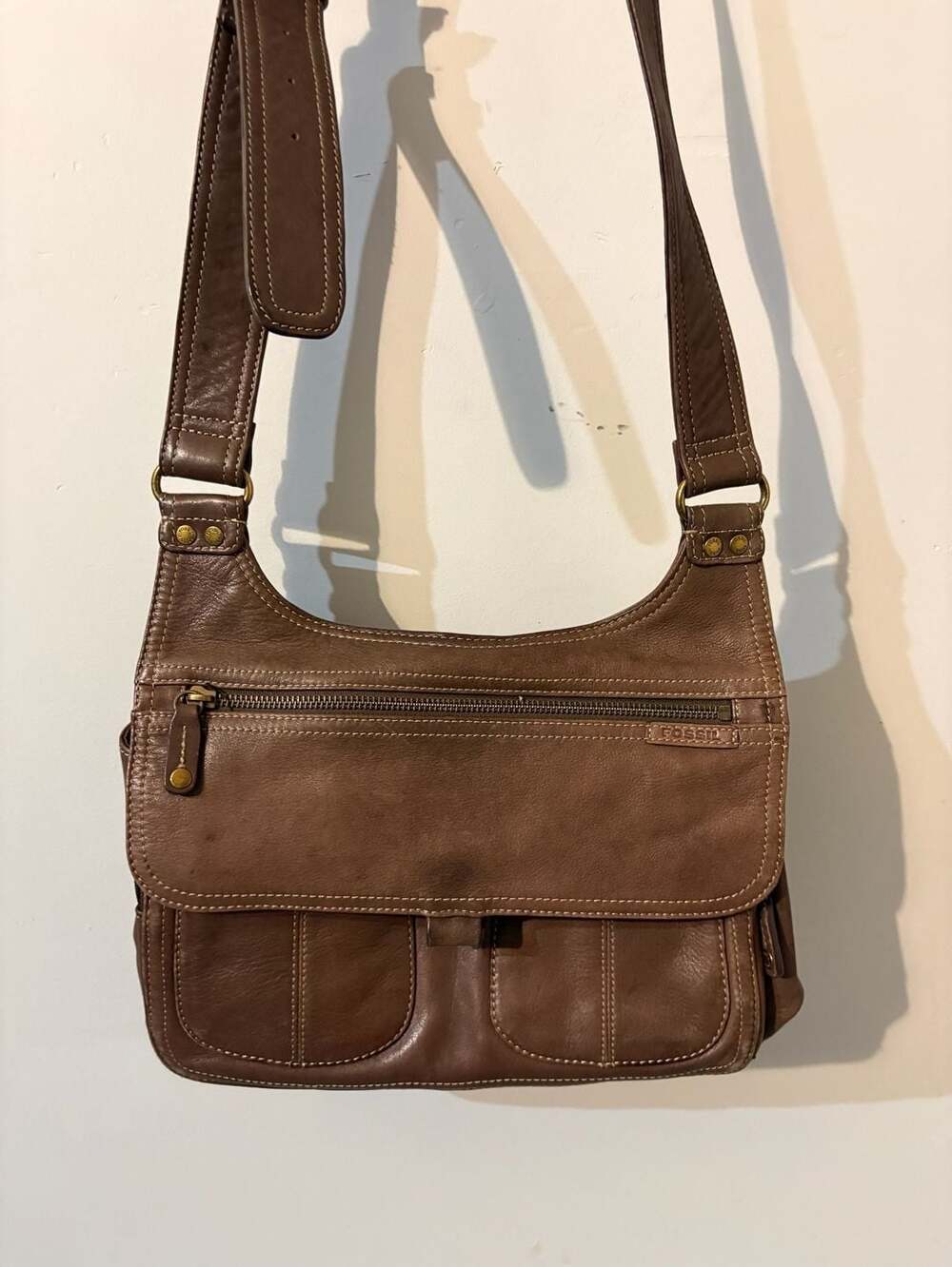Fossil Brown Leather Vintage Crossbody Messenger Shoulder Bag 003-116